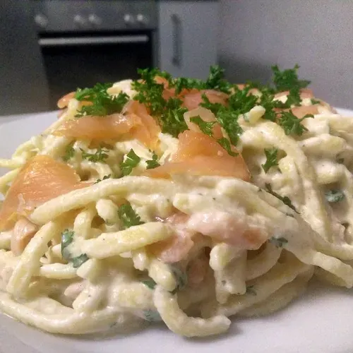Pâtes au saumon fumé et à la crème